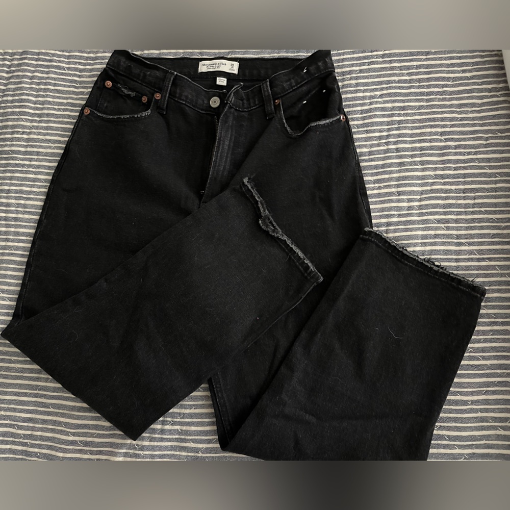 Abercrombie and Fitch ankle straight ultra high rise black jeans